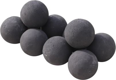 Hollow Ceramic Fire Balls, Set of 10 Fireplace Balls, Modern Accessory for Indoor/Outdoor Fire Pits or Fire Tables, Brushed Concrete Look, Midnight Bl (Style: 10pcs Solid)