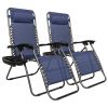 Infinity Zero Gravity Chair Pack 2, Outdoor Lounge Patio Chairs with Pillow and Utility Tray Adjustable Folding Recliner for Deck,Patio,Beach,Yard, Bl