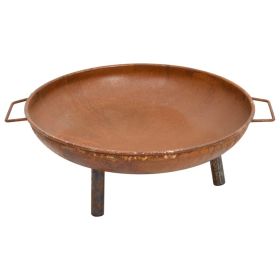 Fire Pit 26.6"x22.8"x8.9" Steel (Color: BROWN)