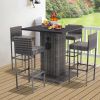 5-Piece Outdoor Conversation Bar Set,All Weather PE Rattan and Steel Frame Patio Furniture With Metal Tabletop and Stools for Patios, Backyards, Porch