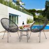 3 Piece Patio Bistro Conversation Set with Side Table, Acapulco All-Weather PE Rattan Chair Set,Flexible Rope Furniture Outdoor with Coffee Table,for