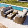 Customizable Outdoor Patio Furniture Set, Wicker Furniture Sofa Set with Thick Cushions, Suitable for Backyard, Porch.