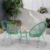 3 Piece Patio Bistro Conversation Set with Side Table, Acapulco All-Weather PE Rattan Chair Set,Flexible Rope Furniture Outdoor with Coffee Table,for