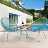 3 Piece Patio Bistro Conversation Set with Side Table, Acapulco All-Weather PE Rattan Chair Set,Flexible Rope Furniture Outdoor with Coffee Table,for