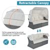 Outdoor Patio Furniture Set Daybed Sunbed with Retractable Canopy Conversation Set Wicker Furniture