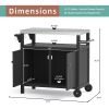 Outdoor Grilling Table with Storage,,Waterproof Outdoor Grill Cabinet,Stainless Steel Tabletop Outdoor Kitchen Island,BBQ Cart with Wheels,Hooks and S