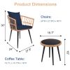 3 Piece Patio Bistro Set with Side Table, Outdoor PE Rattan Conversation Chair Set,Furniture of Coffee Table with Glass Top,Cushions & Lumbar Pillows