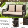 2-Person Outdoor Wicker Porch Swing with Seat and Back Cushions