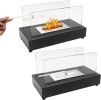 Tabletop Fireplace Bio-Ethanol Fire Pit,Indoor Outdoor Table Fire Lantern Portable Fire Bowl Pot Fire Pit,Square,Black