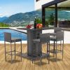 5-Piece Outdoor Conversation Bar Set,All Weather PE Rattan and Steel Frame Patio Furniture With Metal Tabletop and Stools for Patios, Backyards, Porch