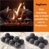 Hollow Ceramic Fire Balls, Set of 10 Fireplace Balls, Modern Accessory for Indoor/Outdoor Fire Pits or Fire Tables, Brushed Concrete Look, Midnight Bl