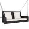 2-Person Patio Rattan Porch Swing with Cushions