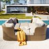 Customizable Outdoor Patio Furniture Set, Wicker Furniture Sofa Set with Thick Cushions, Suitable for Backyard, Porch.