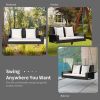 2-Person Wicker Hanging Porch Swing with 2 Back Cushions and 1 Seat Cushion