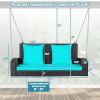 2-Person Wicker Hanging Porch Swing with 2 Back Cushions and 1 Seat Cushion