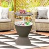 3 in 1 8 Gallon Patio Rattan Cooler Bar Table with Adjust Ice Bucket