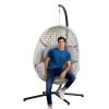 Large Hanging Egg Chair with Metal Stand and UV Resistant Cushion Hammock Chairs with C-Stand for Outdoor Indoor