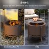 Outsunny 2-in-1 Smokeless Fire Pit, BBQ Grill, 19" Portable Wood Burning Firepit with Cooking Grate and Poker, Low Smoke Camping Bonfire Stove for Bac