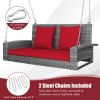 2-Person Patio PE Wicker Hanging Porch Swing Bench Chair Cushion 800 Pounds