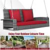 2-Person Patio PE Wicker Hanging Porch Swing Bench Chair Cushion 800 Pounds