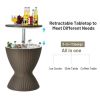 3 in 1 8 Gallon Patio Rattan Cooler Bar Table with Adjust Ice Bucket