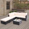 7 Pieces Outdoor Patio Furniture Set,Sectional Conversation Sofa Of Corner Chairs,Ottomans And Glass Top Table,All Weather PE Rattan and Steel Frame W