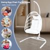 Outdoor Hanging Egg Chair with Stand, Wicker Egg Swing Chair Hammock Chairs with Cushion for Patio, Porch, Indoor, Outdoor and Bedroom