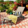 6-Position Adjustable Fabric Outdoor Patio Recliner Chair