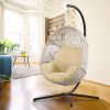 Large Hanging Egg Chair with Metal Stand and UV Resistant Cushion Hammock Chairs with C-Stand for Outdoor Indoor