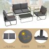 4-Piece Outdoor Patio Furniture Sets, Patio Conversation Set with Removable Seating Cushion, Courtyard Patio Set for Home, Yard, Poolside