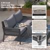 4-Piece Rope Patio Furniture Set, Outdoor Furniture with Tempered Glass Table, Patio Conversation Set Deep Seating with Thick Cushion for Backyard Por