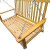 Front Porch Swing with Armrests;  Wood Bench Swing with Hanging Chains; for Outdoor Patio ; Garden Yard;  porch;  backyard;  or sunroom; Easy to Assem