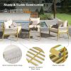 4-Piece Rope Patio Furniture Set, Outdoor Furniture with Tempered Glass Table, Patio Conversation Set Deep Seating with Thick Cushion for Backyard Por