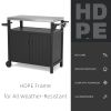 Outdoor Grilling Table with Storage,,Waterproof Outdoor Grill Cabinet,Stainless Steel Tabletop Outdoor Kitchen Island,BBQ Cart with Wheels,Hooks and S