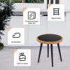 3 Piece Patio Bistro Set with Side Table, Outdoor PE Rattan Conversation Chair Set,Furniture of Coffee Table with Glass Top,Cushions & Lumbar Pillows