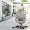 Large Hanging Egg Chair with Metal Stand and UV Resistant Cushion Hammock Chairs with C-Stand for Outdoor Indoor