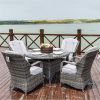 Direct Wicker 5-Piece Aluminum Wicker Round Outdoor Dining Set with Cushions