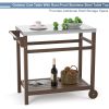 Outdoor Prep Cart Dining Table for Pizza Oven;  Patio Grilling Backyard BBQ Grill Cart