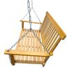 Front Porch Swing with Armrests;  Wood Bench Swing with Hanging Chains; for Outdoor Patio ; Garden Yard;  porch;  backyard;  or sunroom; Easy to Assem