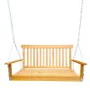 Front Porch Swing with Armrests;  Wood Bench Swing with Hanging Chains; for Outdoor Patio ; Garden Yard;  porch;  backyard;  or sunroom; Easy to Assem